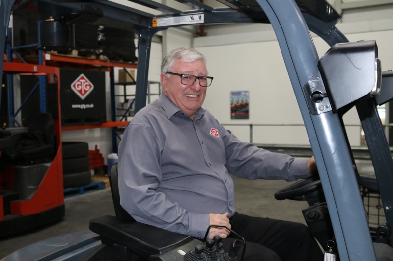 Bill Gallacher on forklift