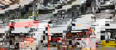 GTG bus raised on ramps