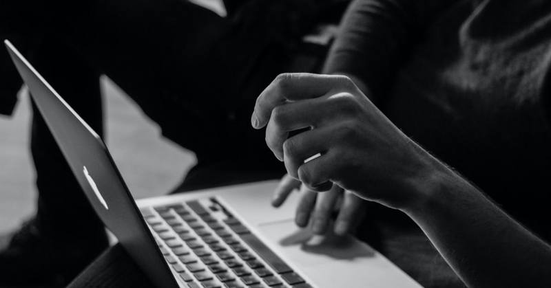 Woman working on laptop