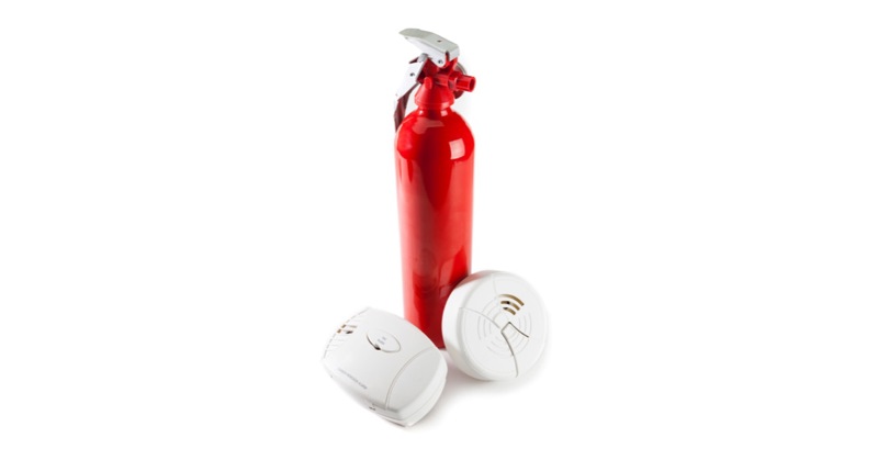 Fire extinguisher, CO2 alarm and fire alarm